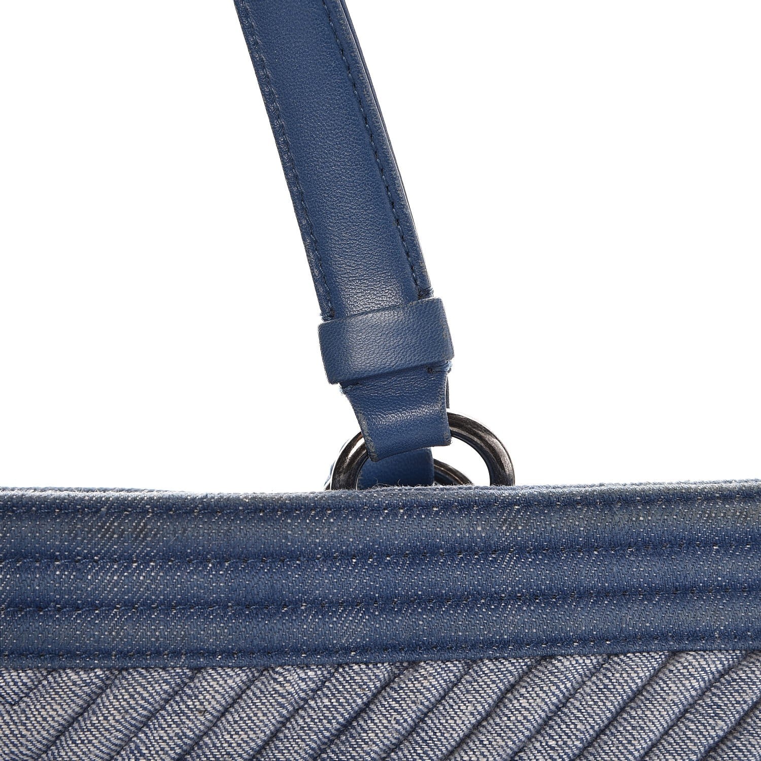 Chanel Denim Chevron Quilted Large Boy Shopping Tote Light Blue 15 of 17