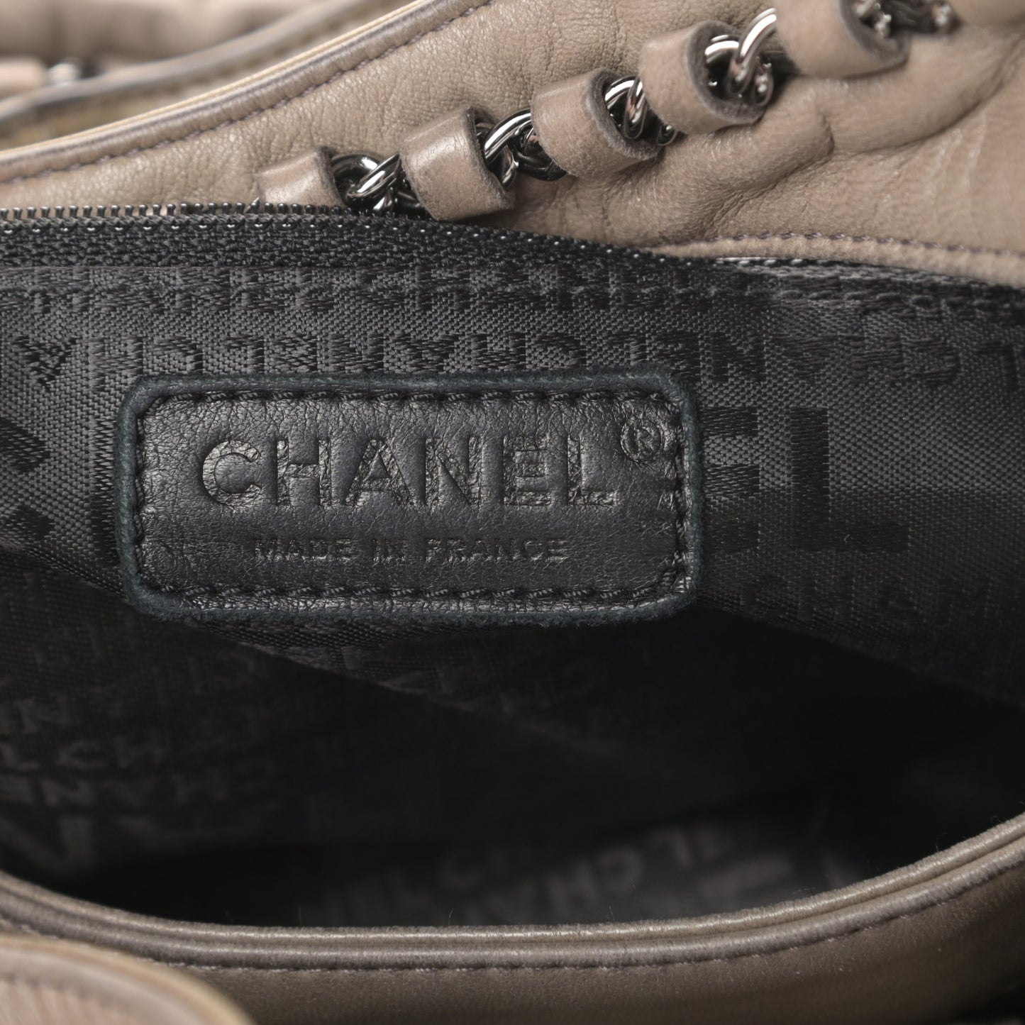Lambskin Chain Hobo Grey
