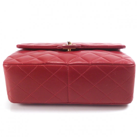 Vintage Lambskin Quilted Mini Flap Red