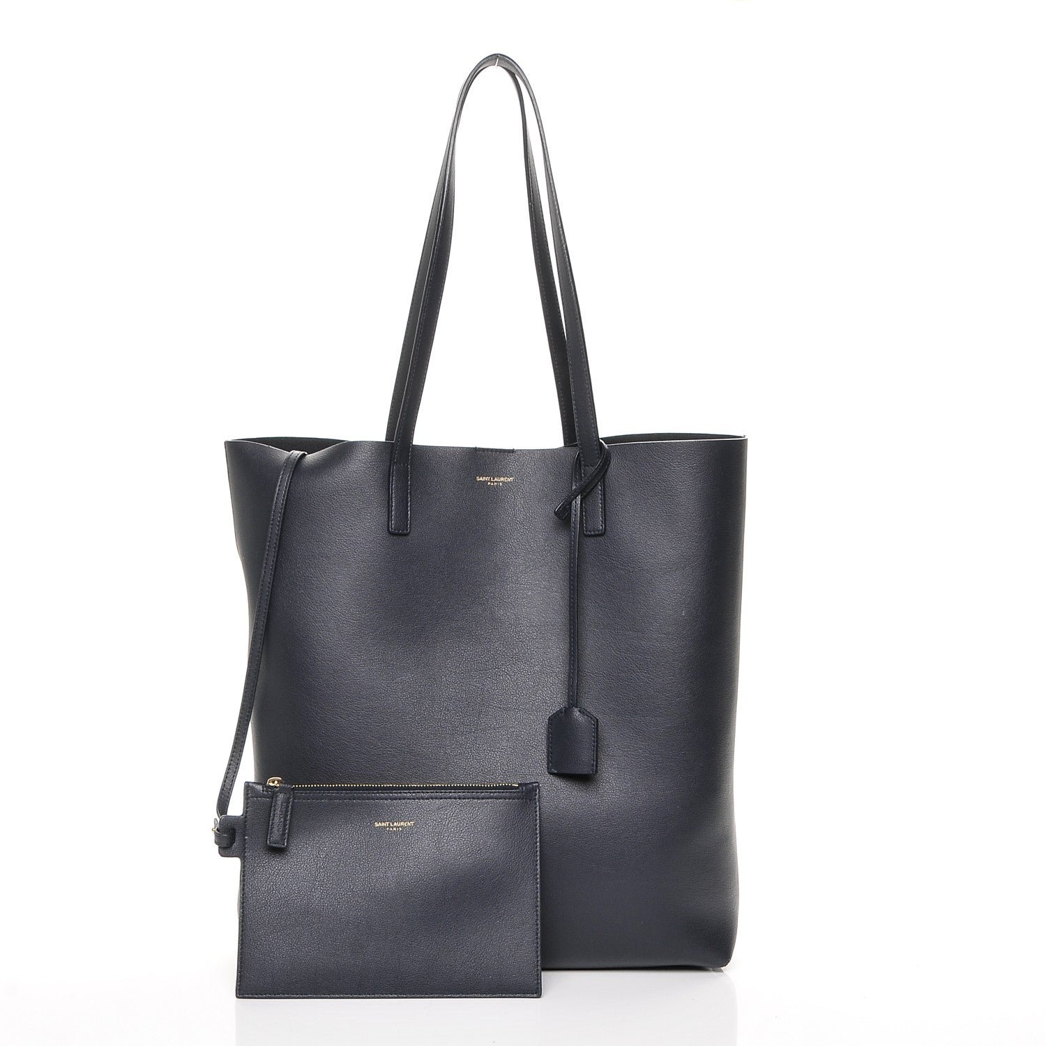 Saint Laurent Calfskin Medium Shopping Tote Navy 8 of 8