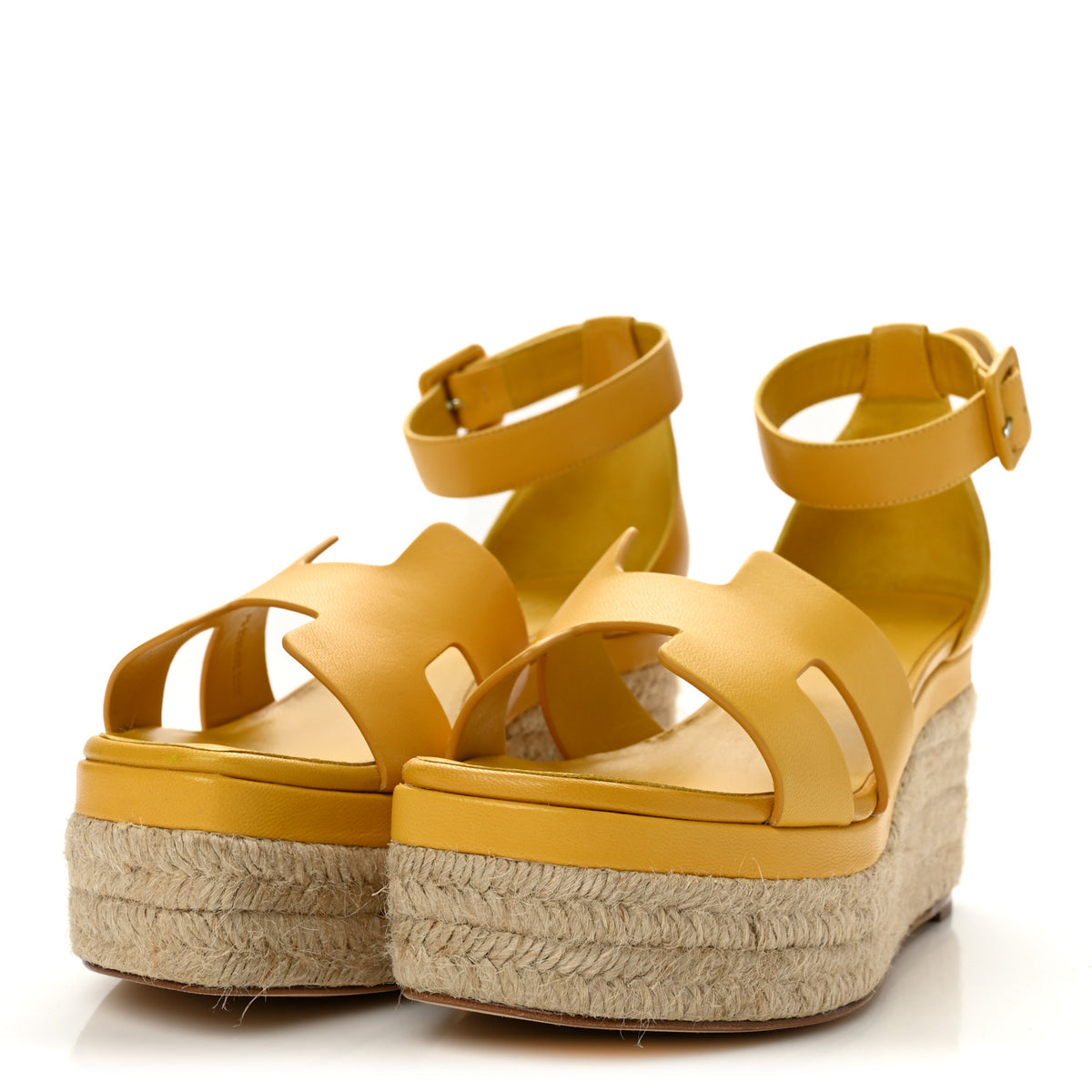 Goatskin Elda Espadrille Wedge Sandals 39 Jaune Sable