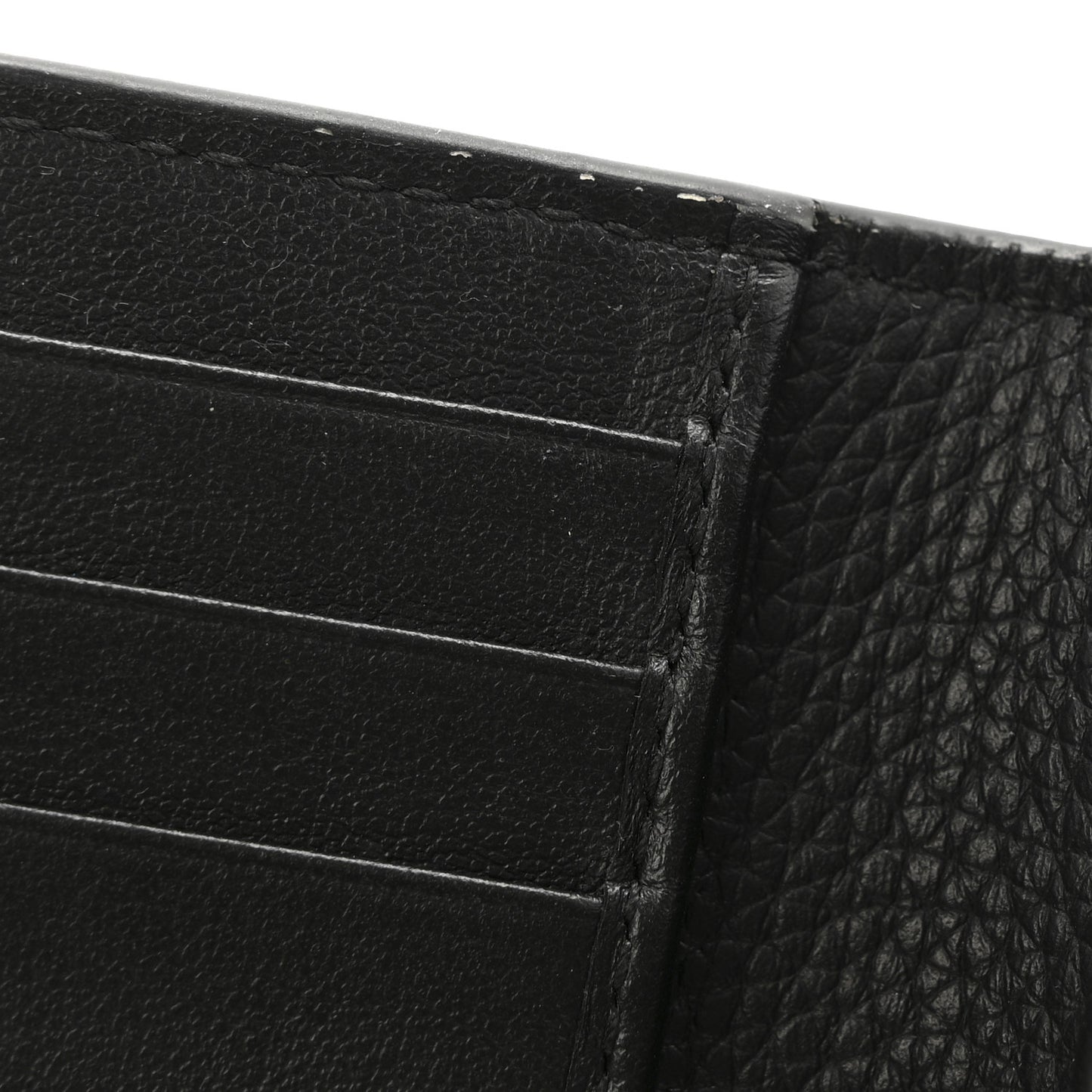 Grained Calfskin Icon Vertical Bifold Card Holder Black