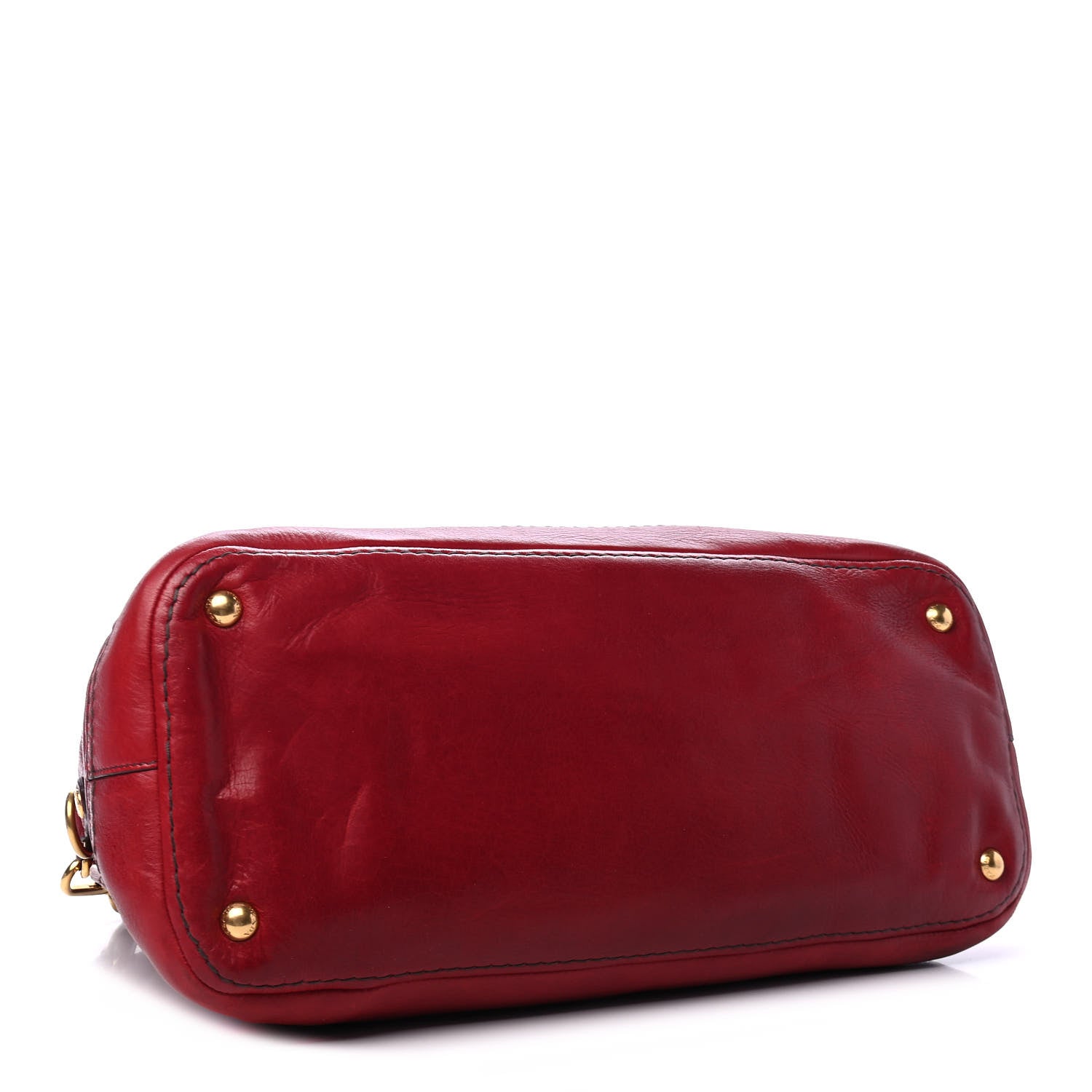 Prada Cervo Shine Dome Satchel Amaranto 3 of 4