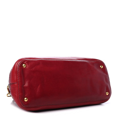 Prada Cervo Shine Dome Satchel Amaranto 3 of 4