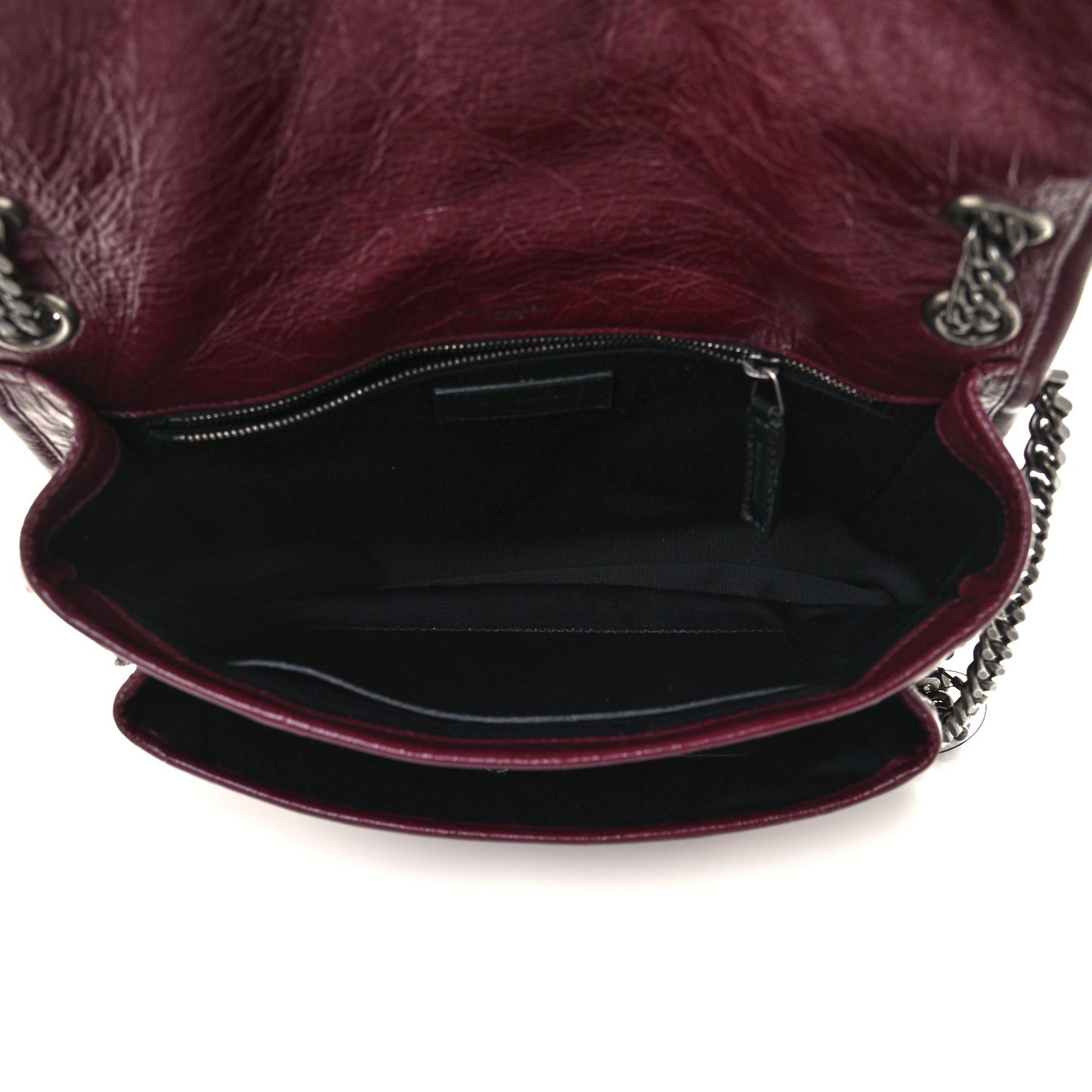 Crinkled Calfskin Matelasse Monogram Medium Niki Chain Satchel Rouge Legion