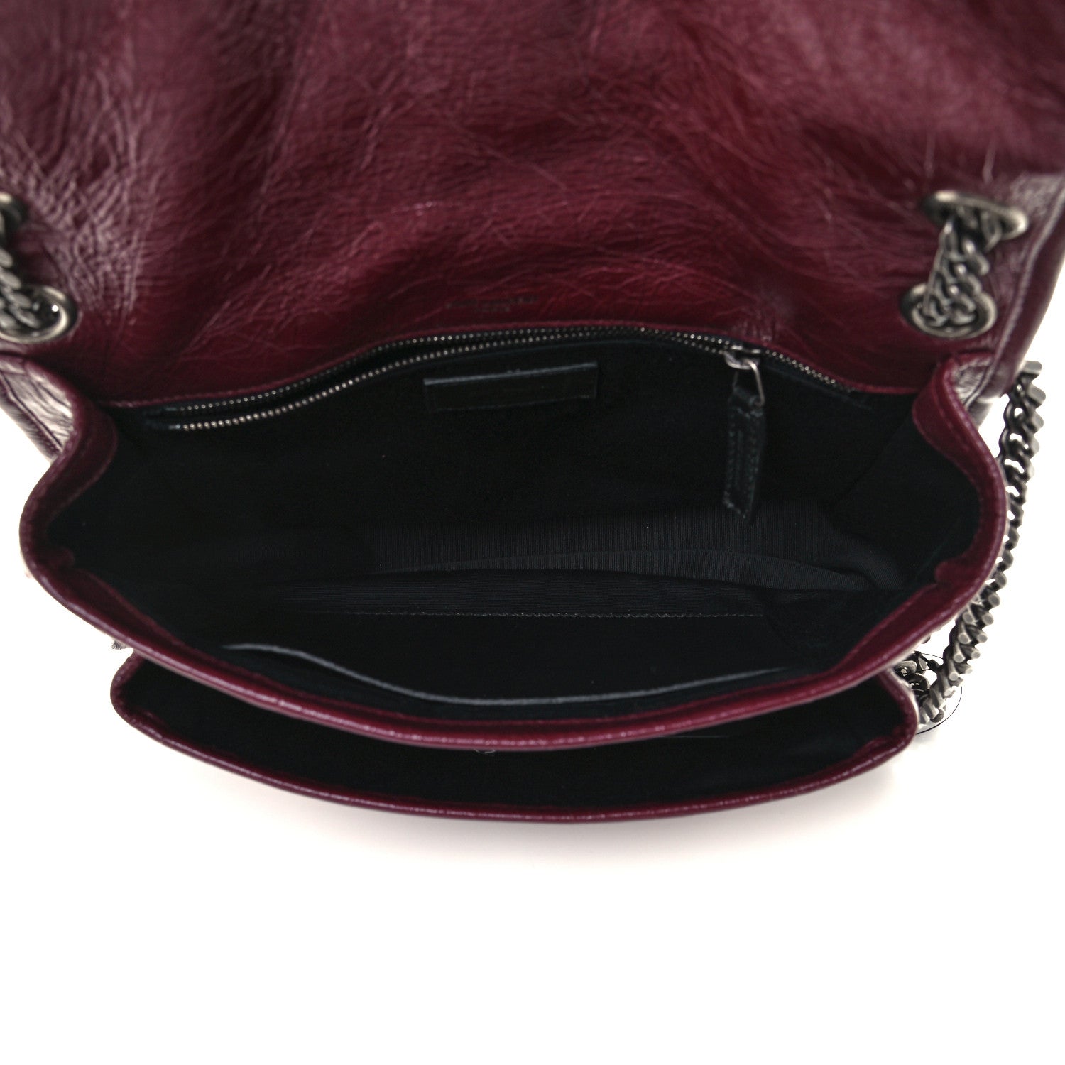 Saint Laurent Crinkled Calfskin Matelasse Monogram Medium Niki Chain Satchel Rouge Legion 5 of 10
