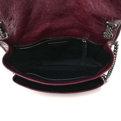Saint Laurent Crinkled Calfskin Matelasse Monogram Medium Niki Chain Satchel Rouge Legion 5 of 10