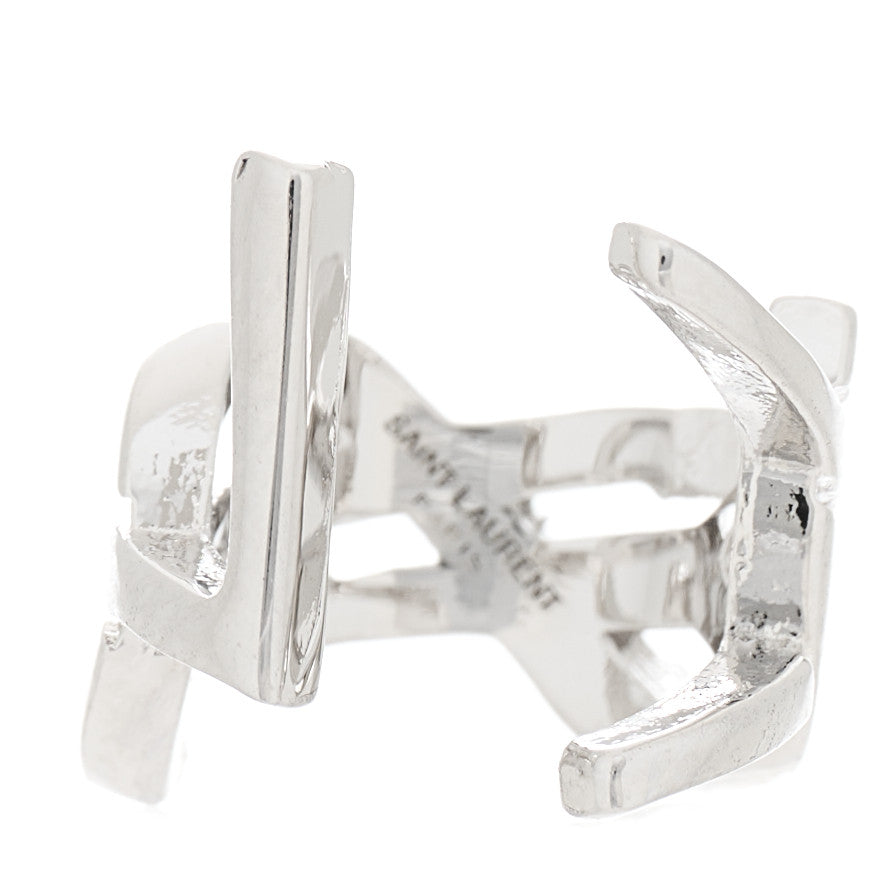 Metal Small Cassandre YSL Logo Ear Cuff Earring Silver