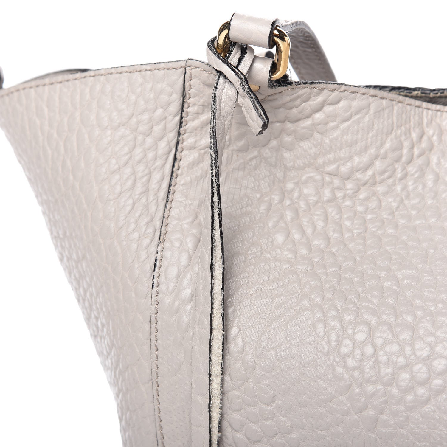 Burberry Signature Grain Calfskin Check Embossed Small Canterbury Tote Stone White 12 of 12