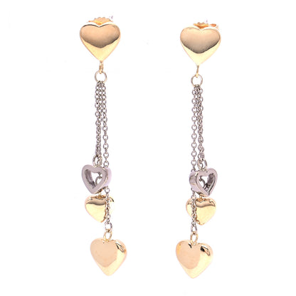 Tiffany 18K Yellow Gold White Gold Multi Heart Drop Earrings 1 of 8