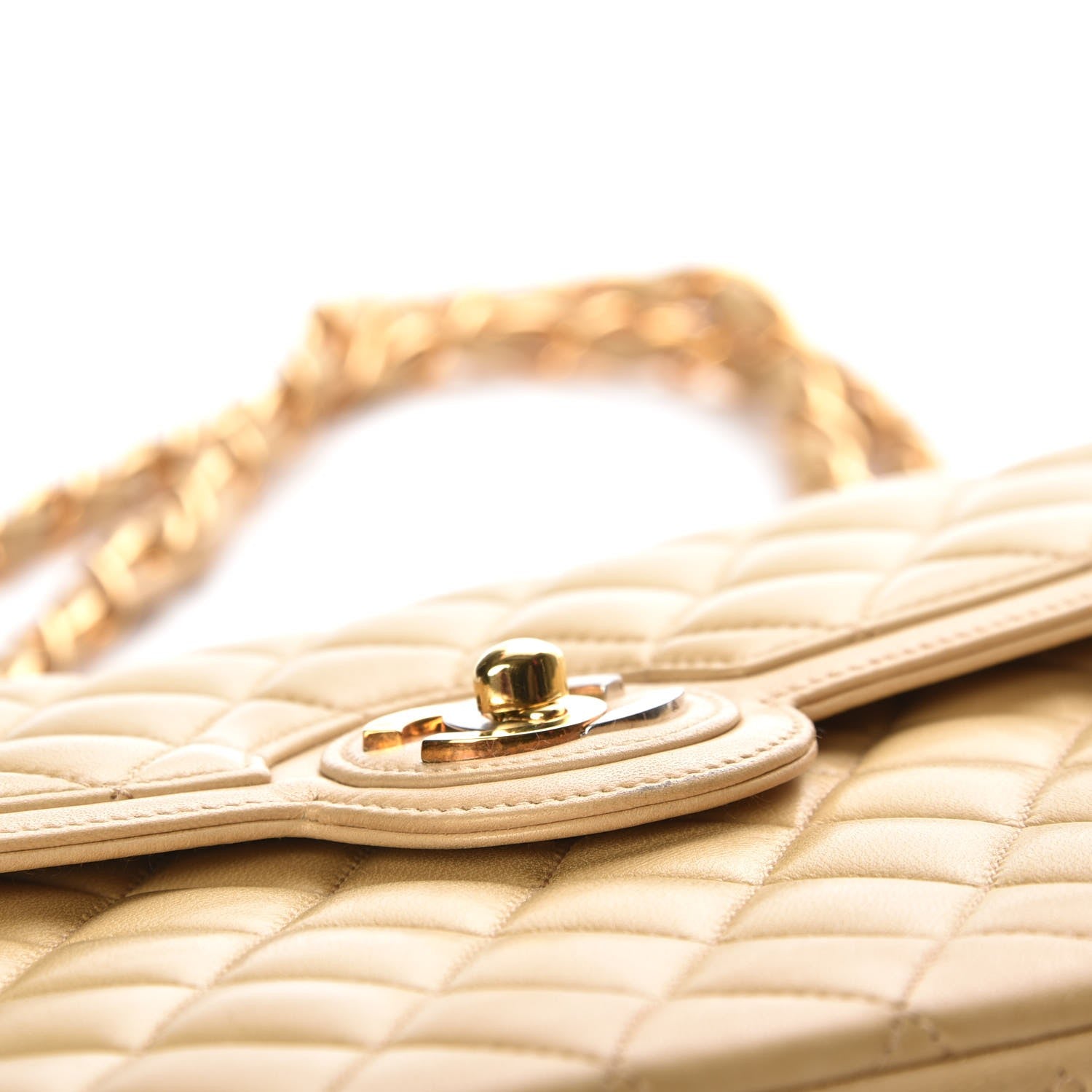 Chanel Lambskin Quilted Medium Single Flap Beige 11 of 13