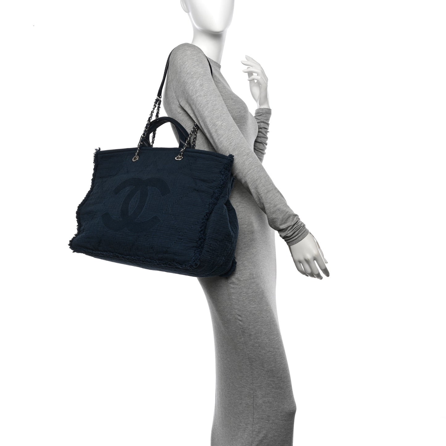 Canvas Extra Large Double Face Shopping Tote Dark Blue
