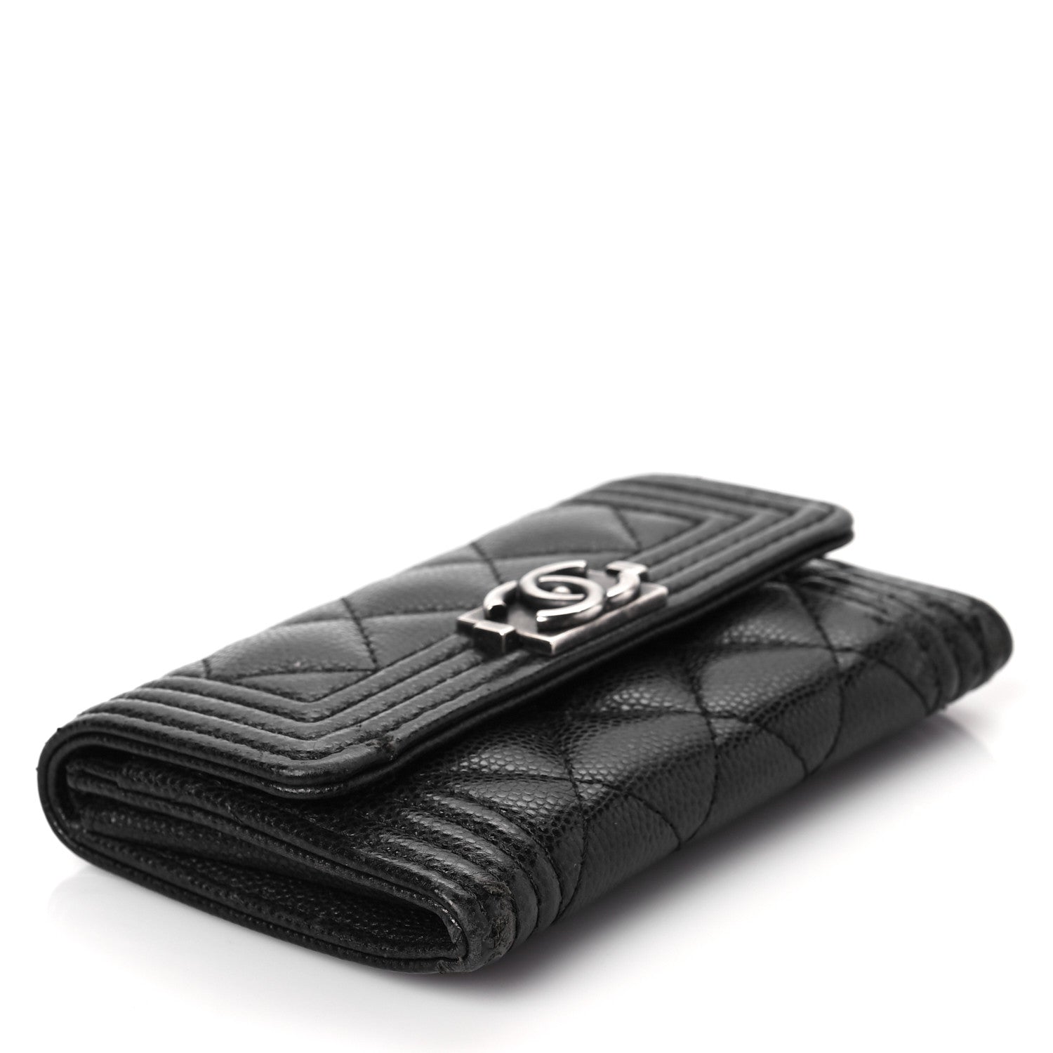 Chanel Caviar Quilted Boy Flap Card Holder Black 4 of 10