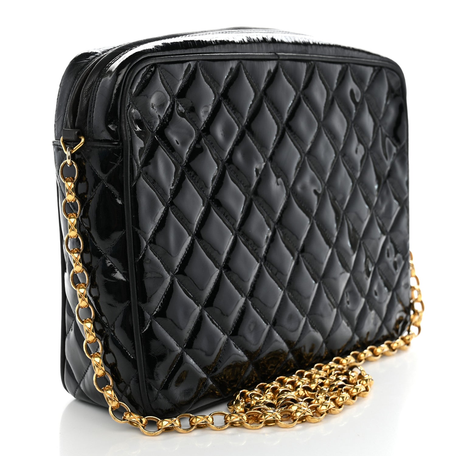 Chanel Patent Quilted CC Camera Case Black 3 of 14