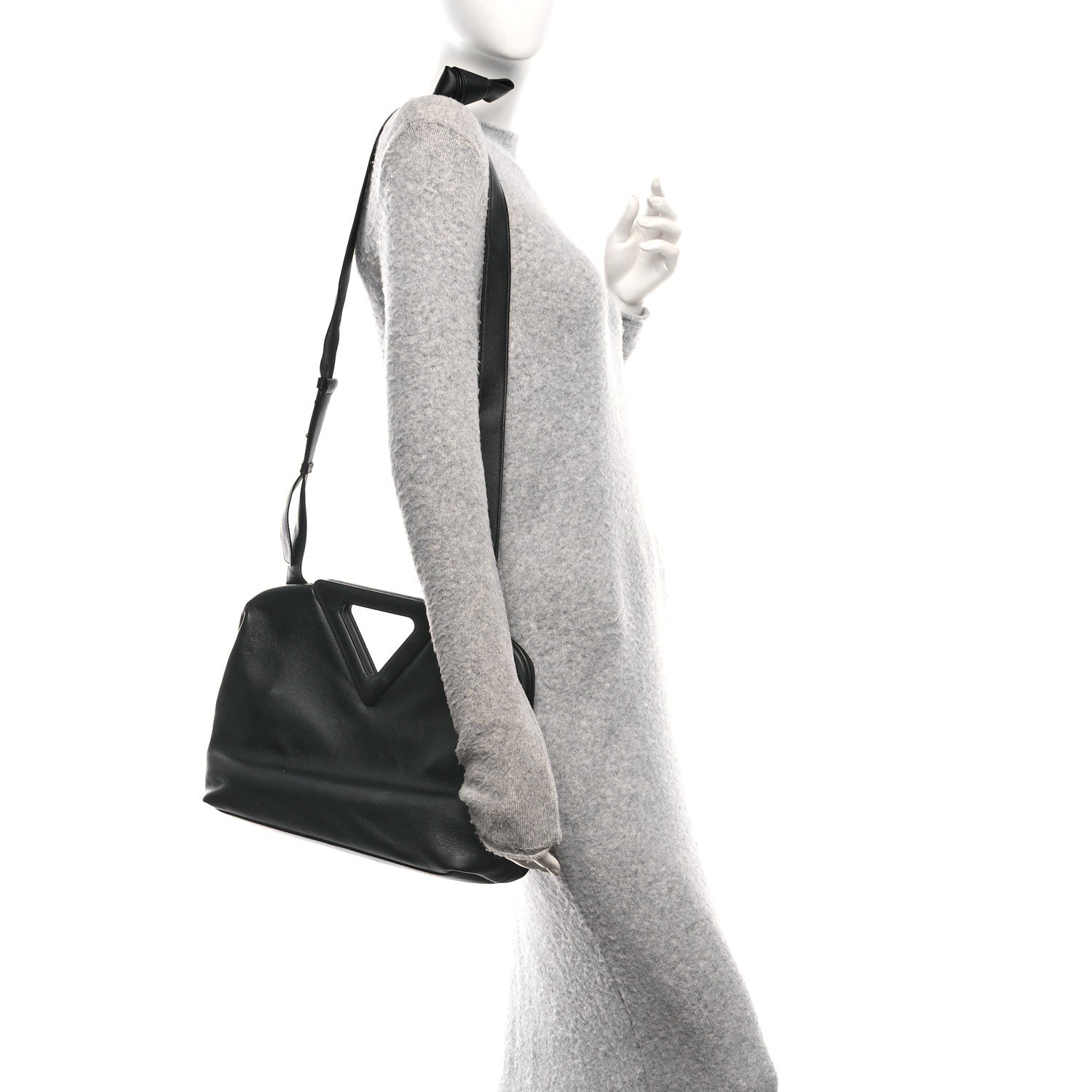 Bottega Veneta Calfskin Medium The Point Triangle Bag Black 2 of 9