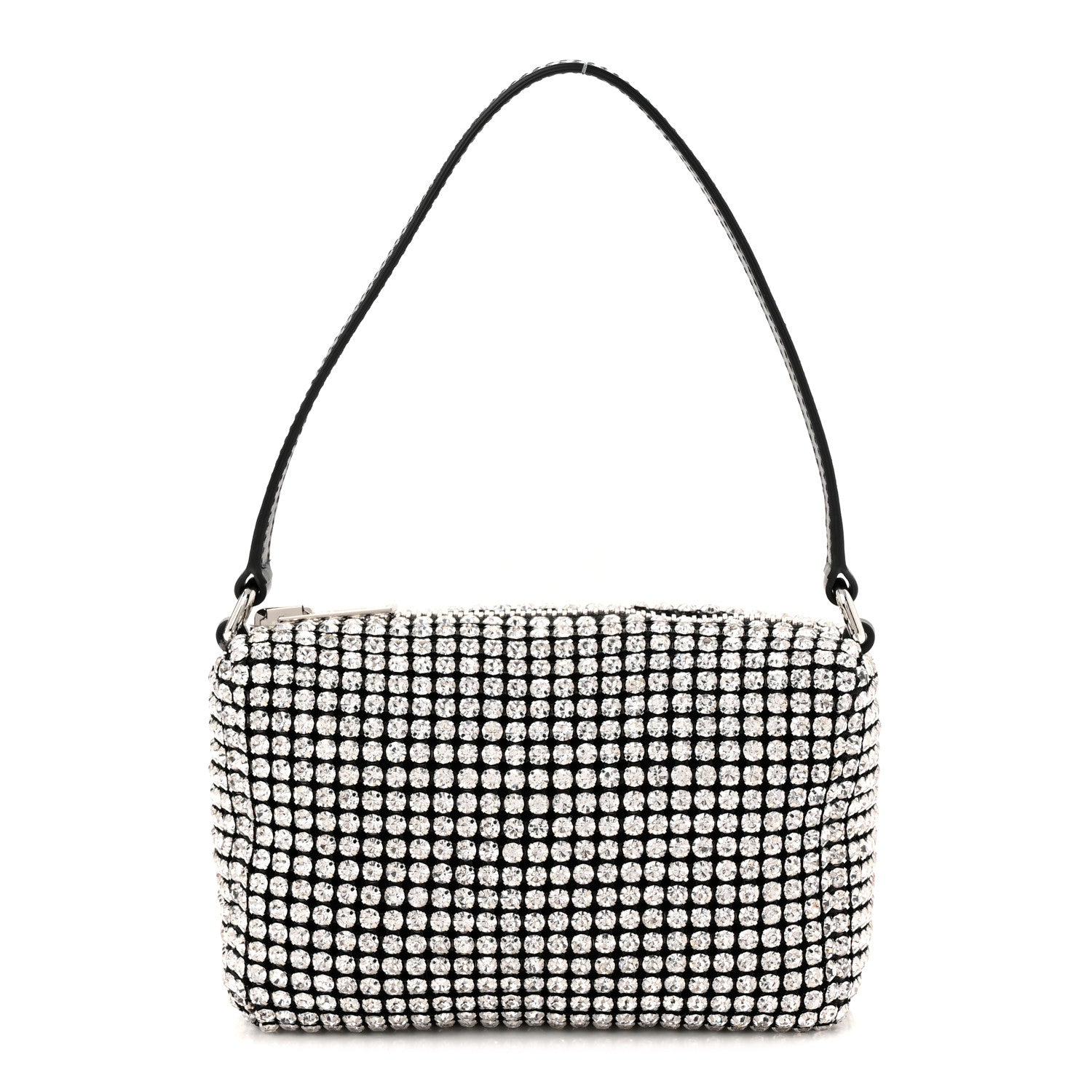 Alexander Wang Mesh Crystal Rhinestone Mini Heiress Pouch Black Silver 1 of 11