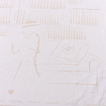 Chanel Wool Silk Coco Scarf Beige 2 of 4