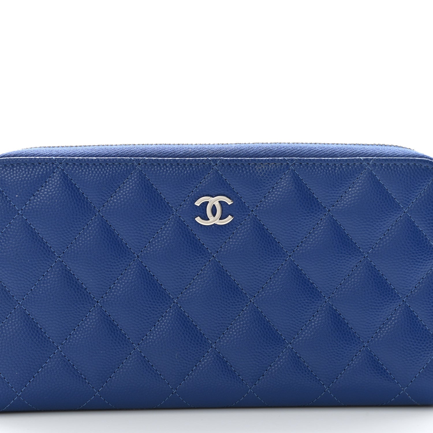 Chanel Caviar Quilted Large Gusset Zip Around Wallet Blue 8 of 10