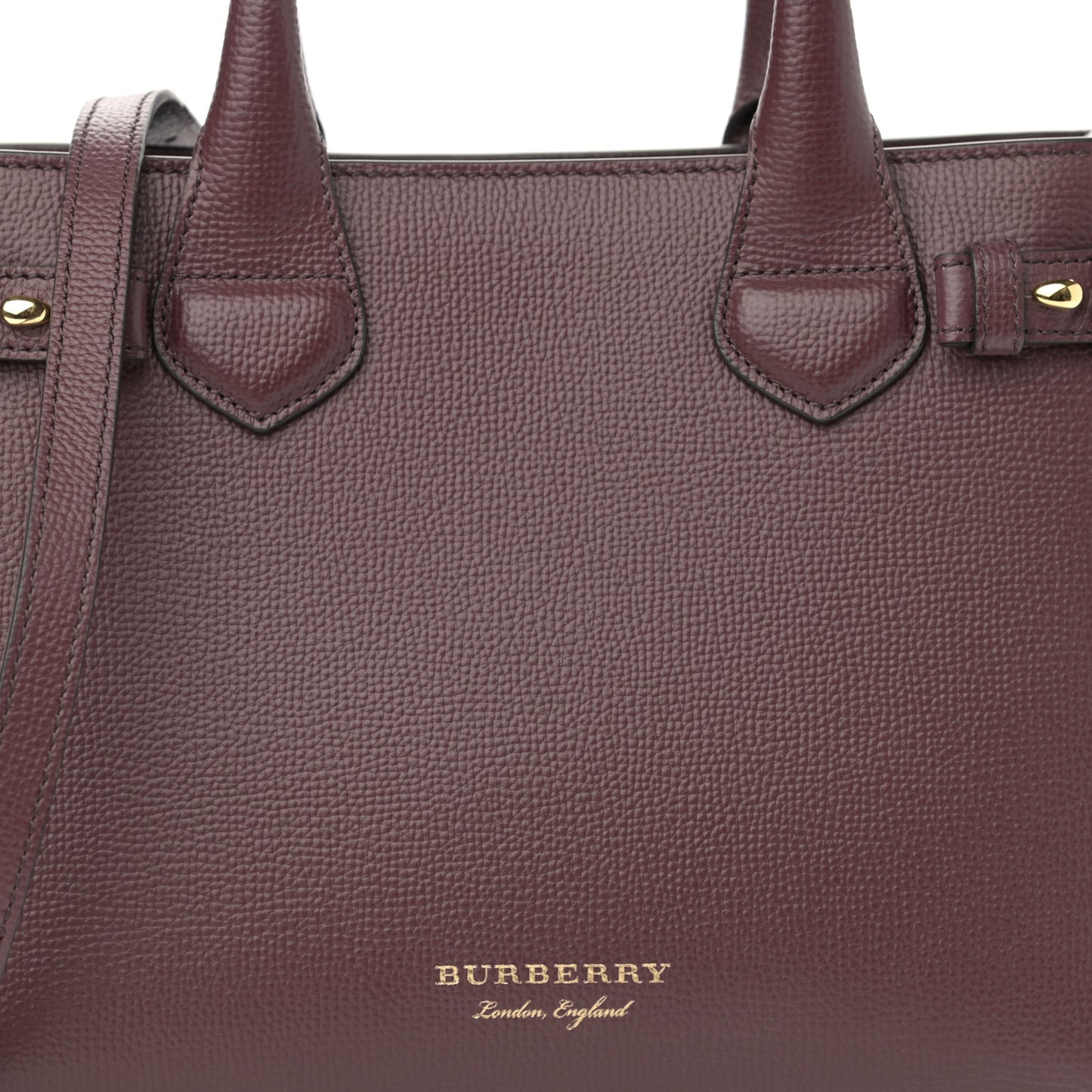Calfskin House Check Small Banner Tote Mahogany Red