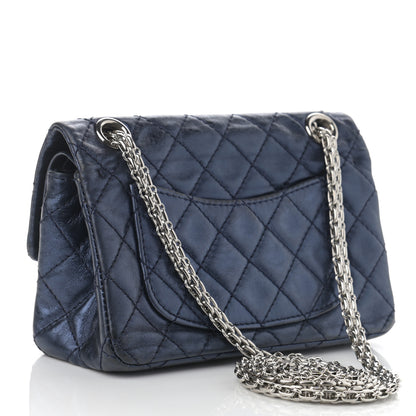 Chanel Metallic Aged Calfskin Quilted 2.55 Reissue 224 Flap Blue 3 of 13