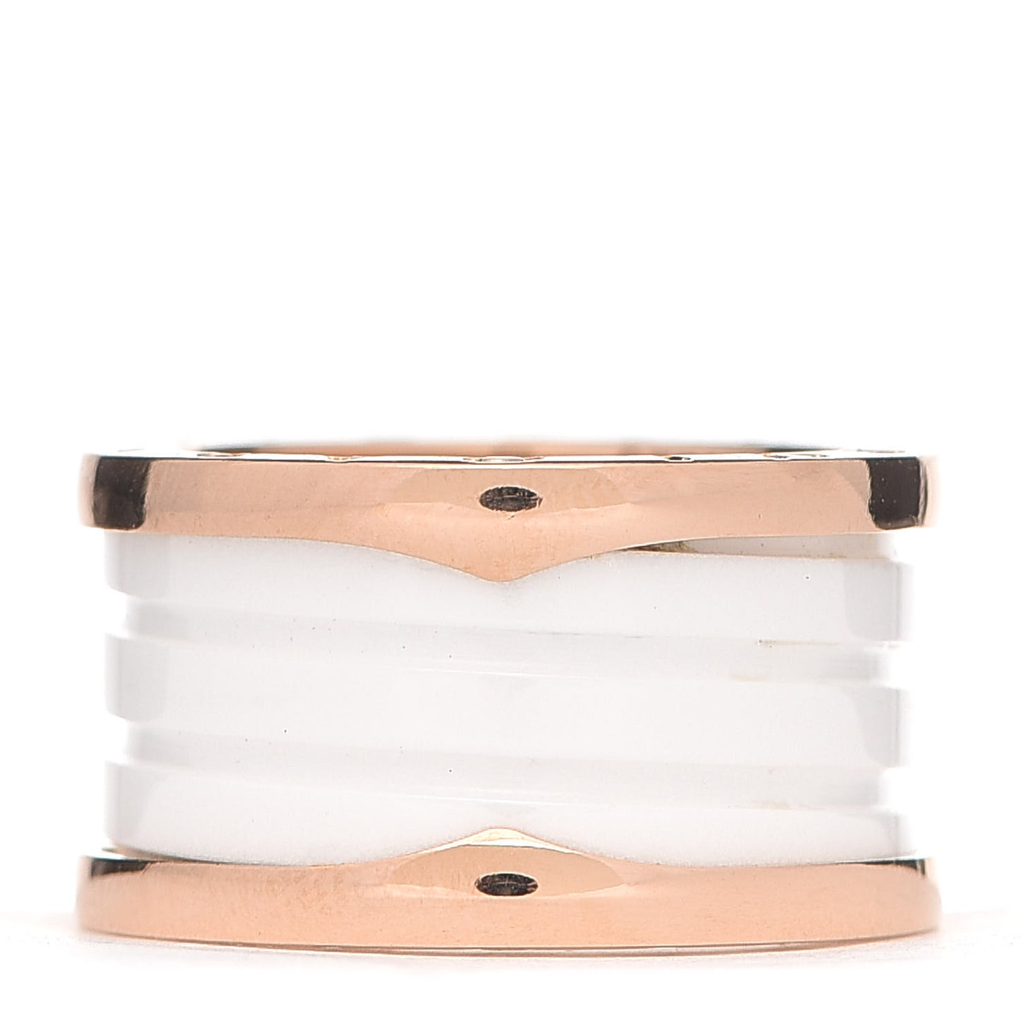 18K Rose Gold White Ceramic B.Zero1 Four-Band Ring 52 6