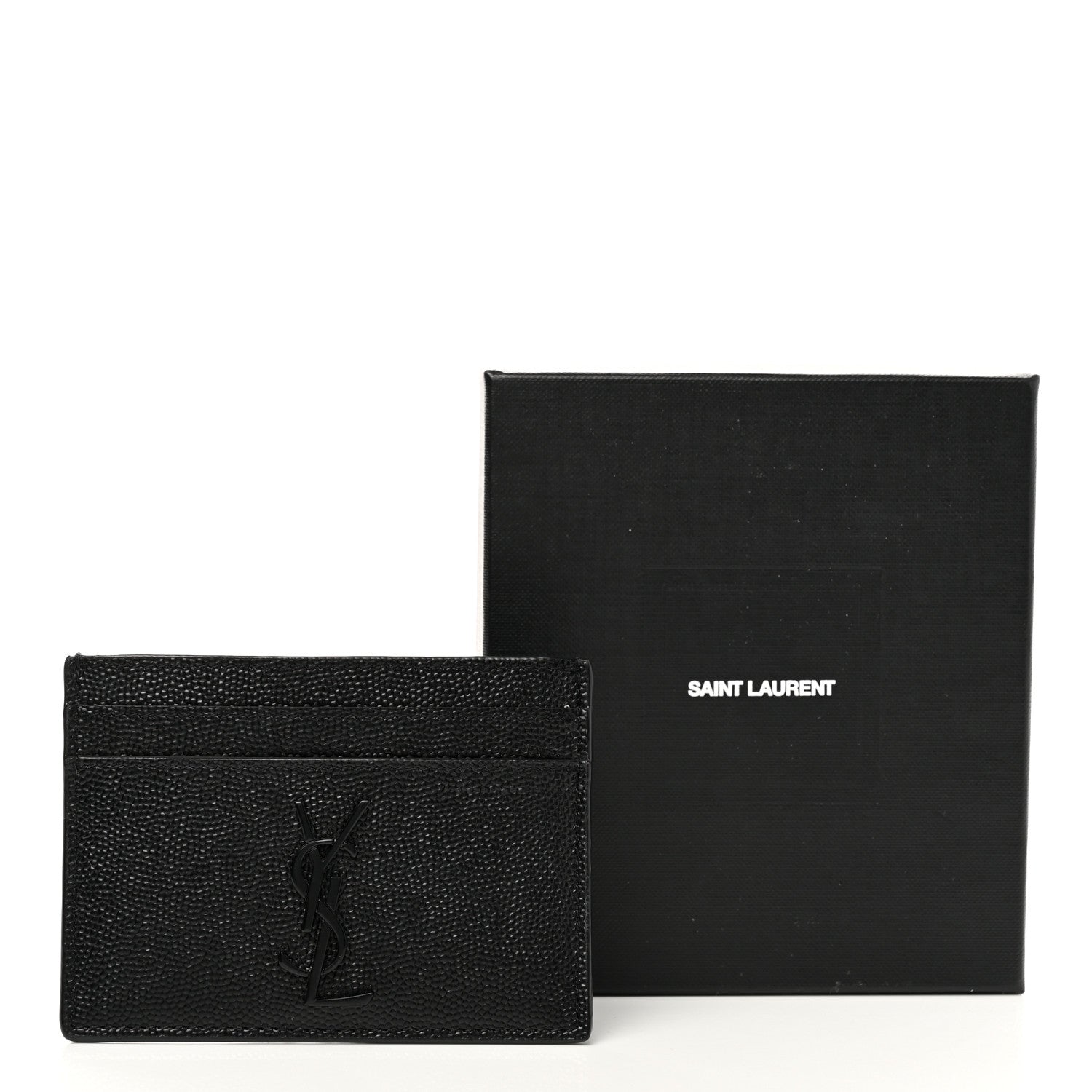 Saint Laurent Grain De Poudre Monogram Credit Card Case Black 8 of 8