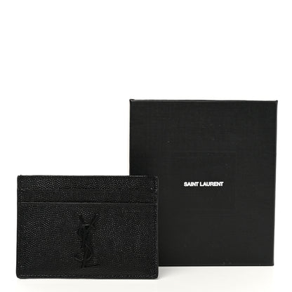 Saint Laurent Grain De Poudre Monogram Credit Card Case Black 8 of 8