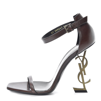 Saint Laurent Calfskin Opyum Sandals 39.5 Brown 1 of 7