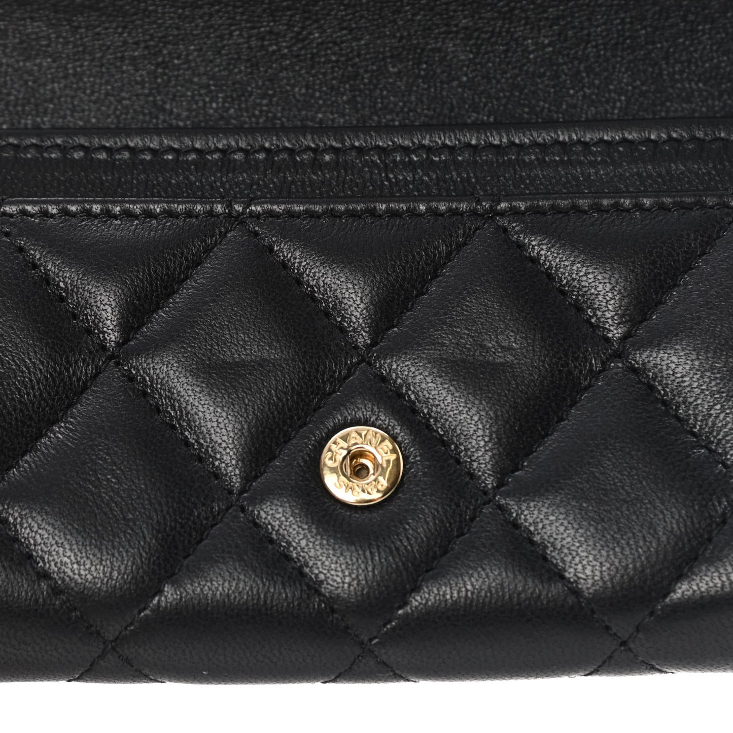 Lambskin Quilted Flap Card Holder Wallet Black