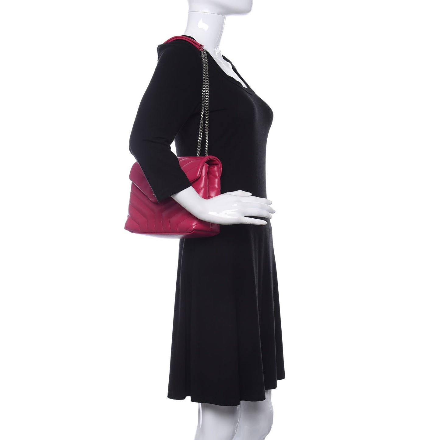Calfskin Y Quilted Monogram Small Loulou Chain Satchel Fresh Fuchsia