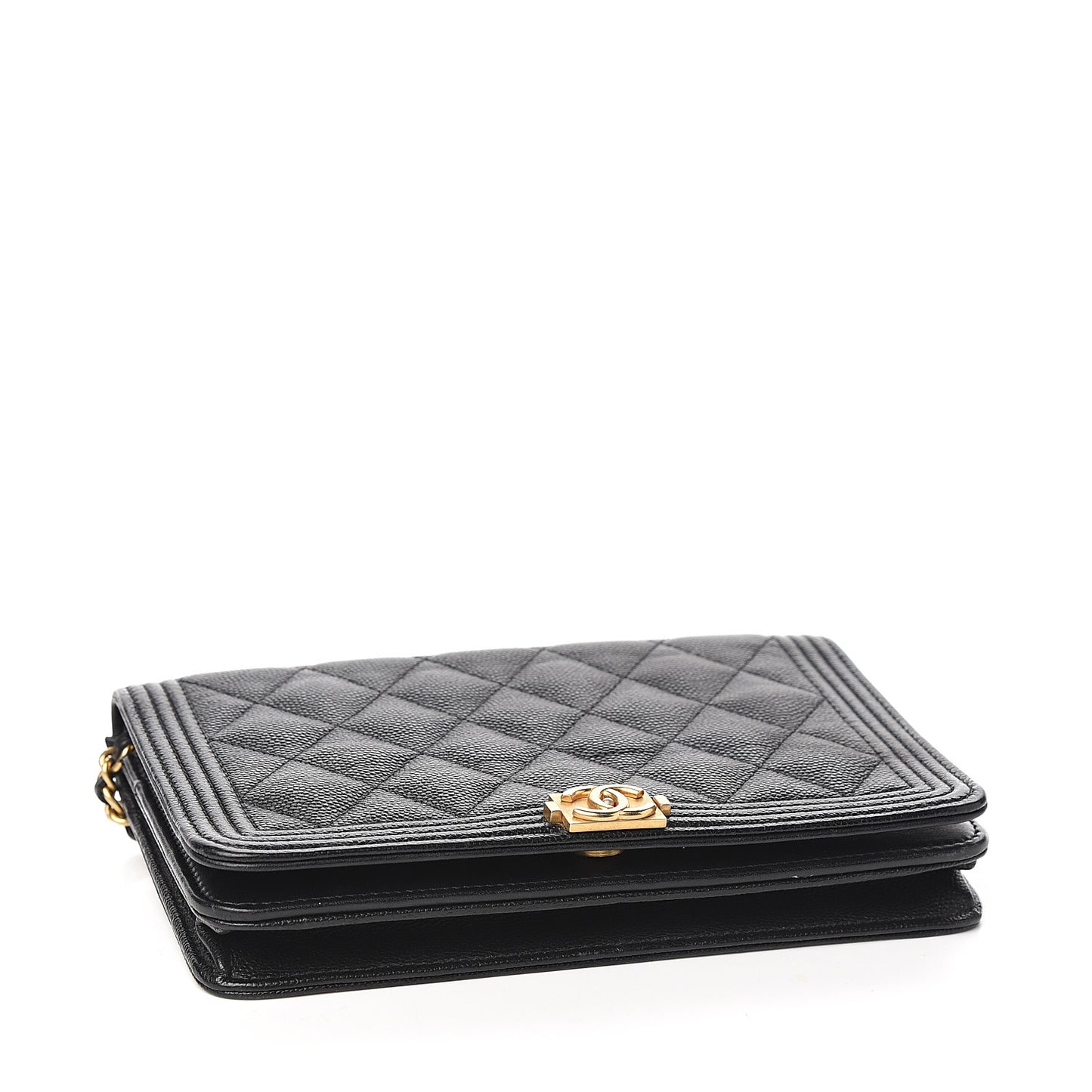 Caviar Quilted Boy Wallet On Chain WOC Black