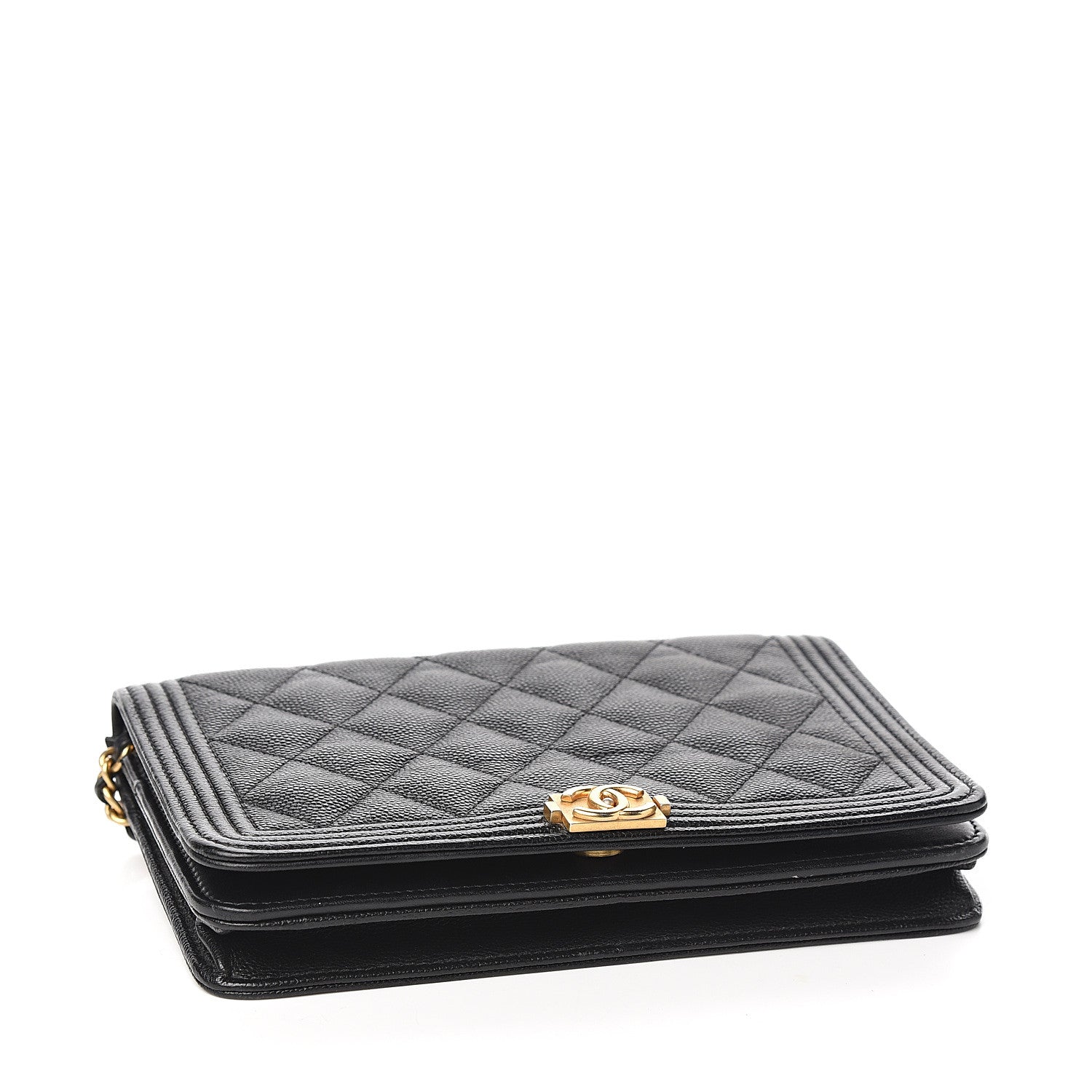 Chanel Caviar Quilted Boy Wallet On Chain WOC Black 3 of 14