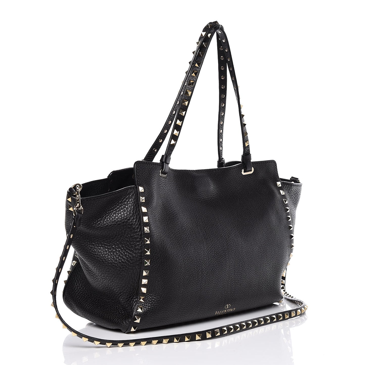 Alce Printed Calfskin Medium Rockstud Tote Black