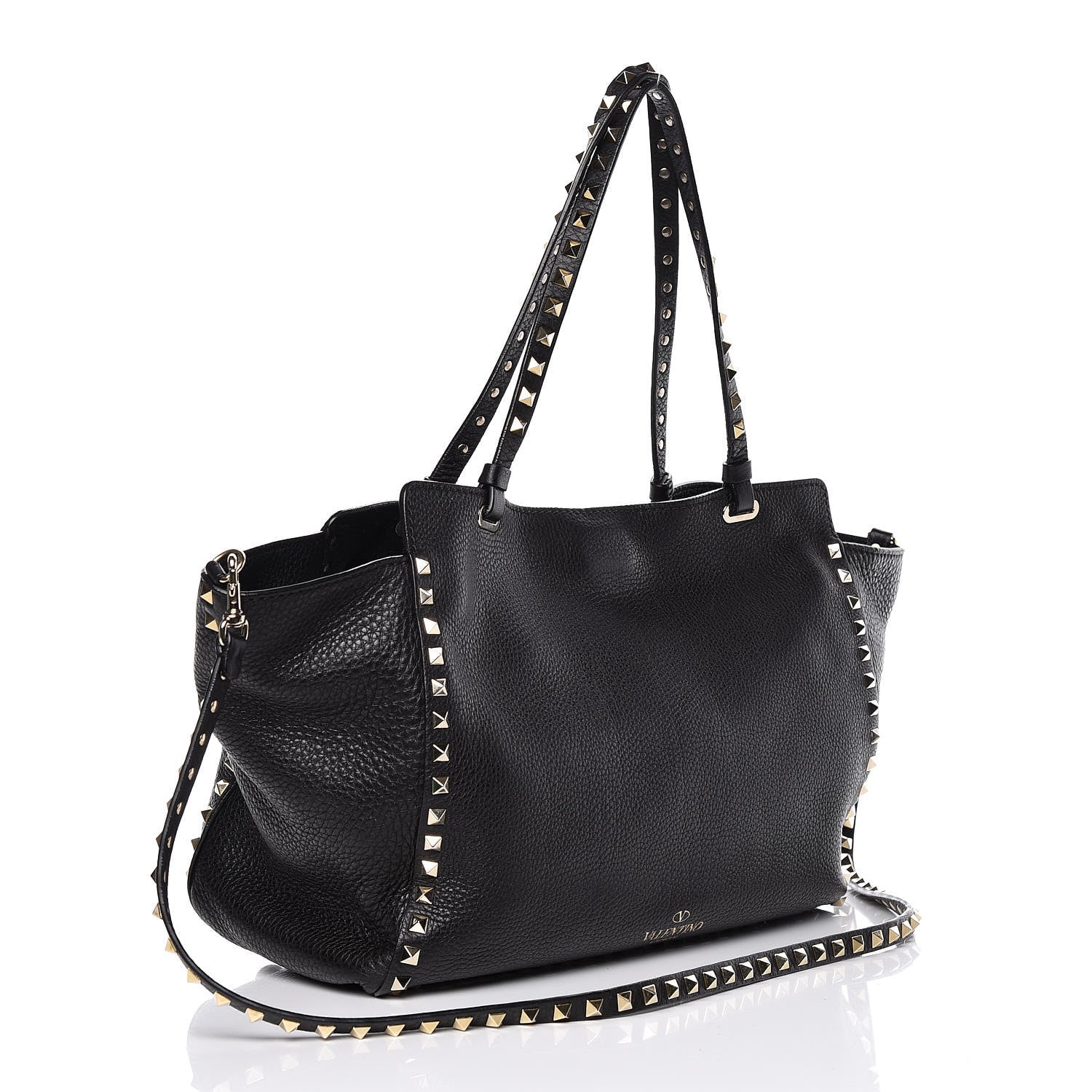 Valentino Garavani Alce Printed Calfskin Medium Rockstud Tote Black 4 of 20
