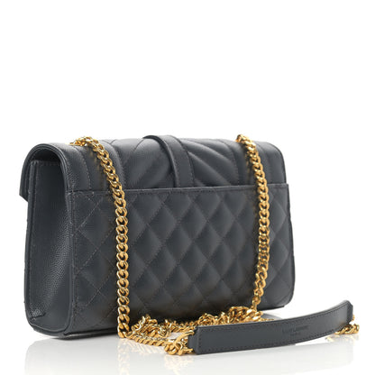 Saint Laurent Grain De Poudre Textured Mixed Matelasse Triquilt Small Monogram Satchel Dark Smoke 3 of 8