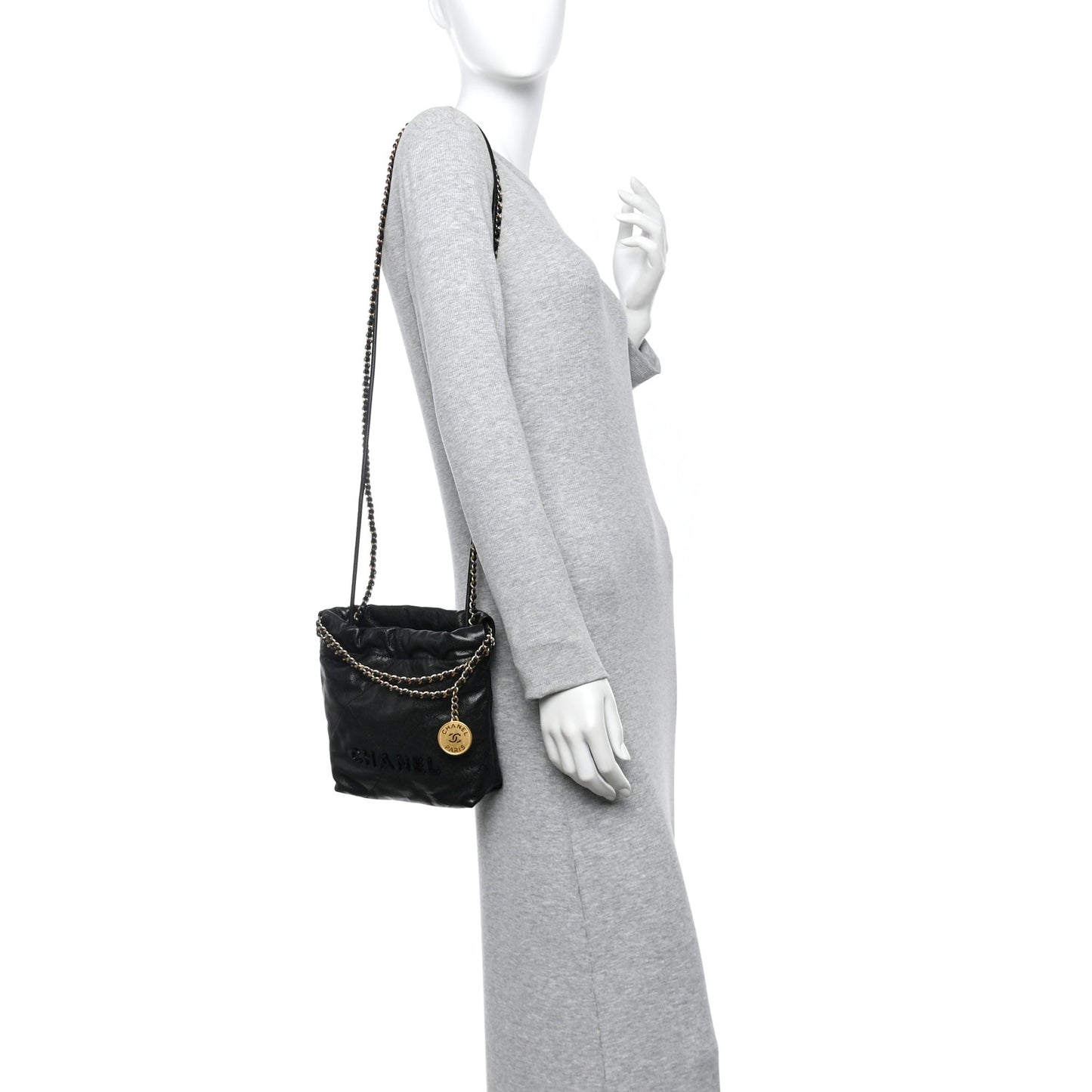 Shiny Calfskin Quilted Mini Chanel 22 So Black