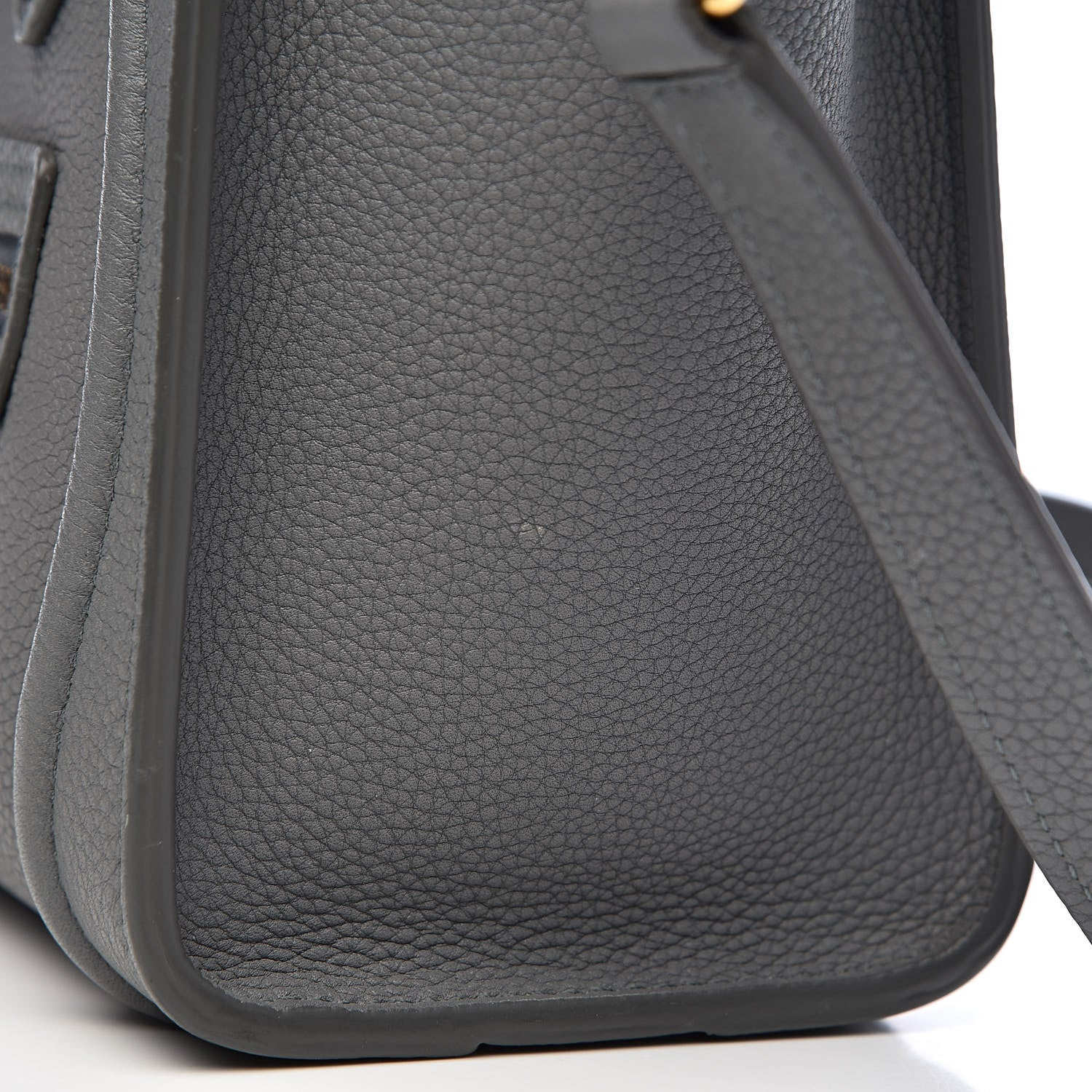 Celine Drummed Calfskin Nano Luggage Kohl 9 of 10