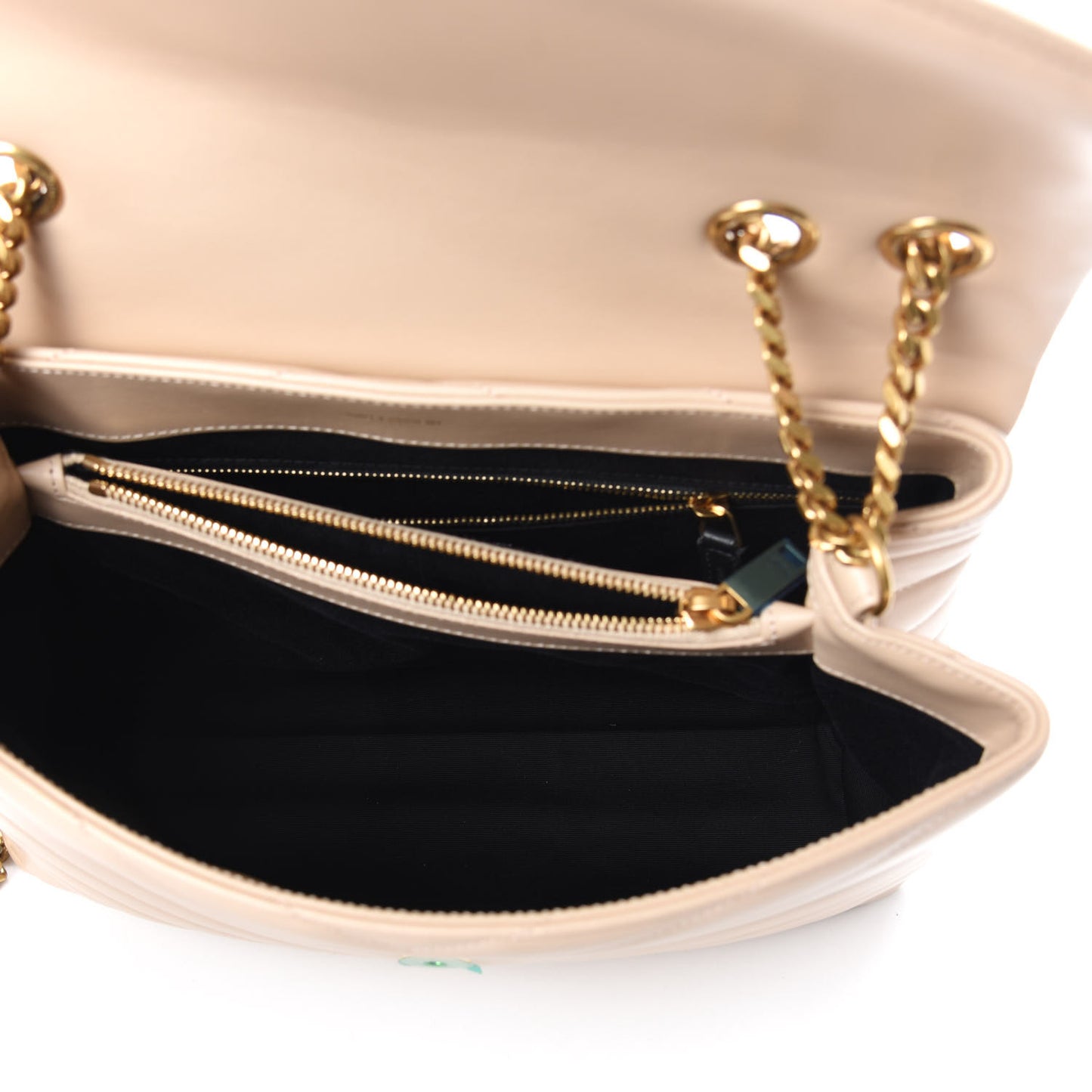 Calfskin Y Quilted Monogram Medium Loulou Chain Satchel Nude Powder