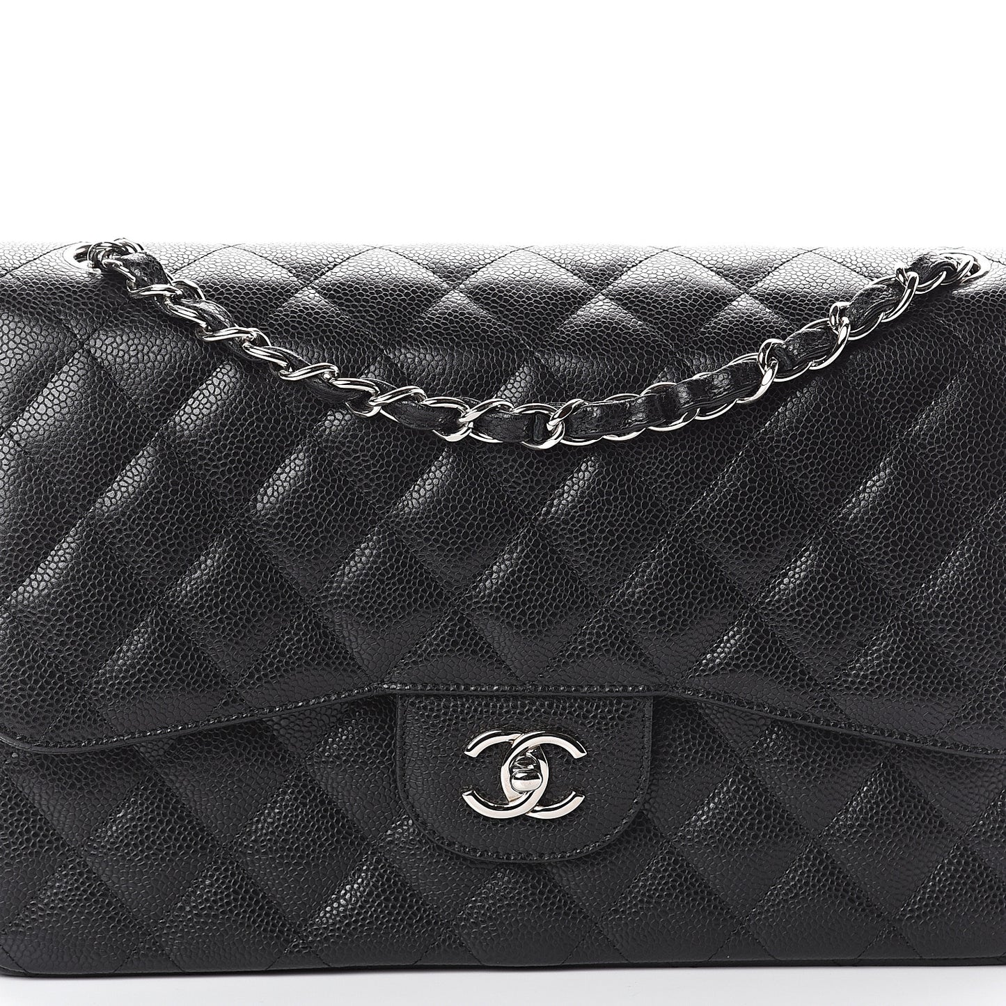 Caviar Quilted Jumbo Double Flap Black