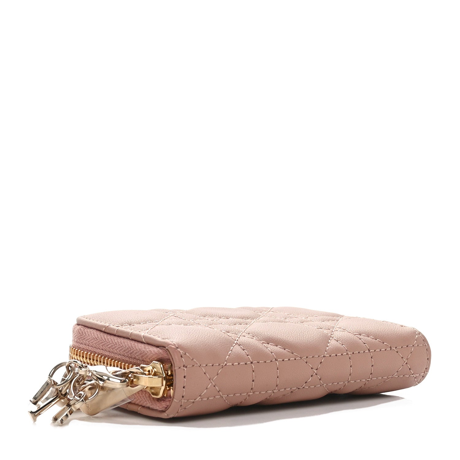 Christian Dior Lambskin Cannage Small Lady Dior Voyageur Coin Purse Rose Des Vents 4 of 9