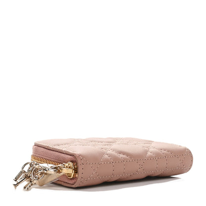 Christian Dior Lambskin Cannage Small Lady Dior Voyageur Coin Purse Rose Des Vents 4 of 9