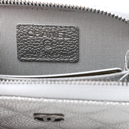 Chanel Metallic Caviar Quilted Zip Coin Purse Silver 6 of 8