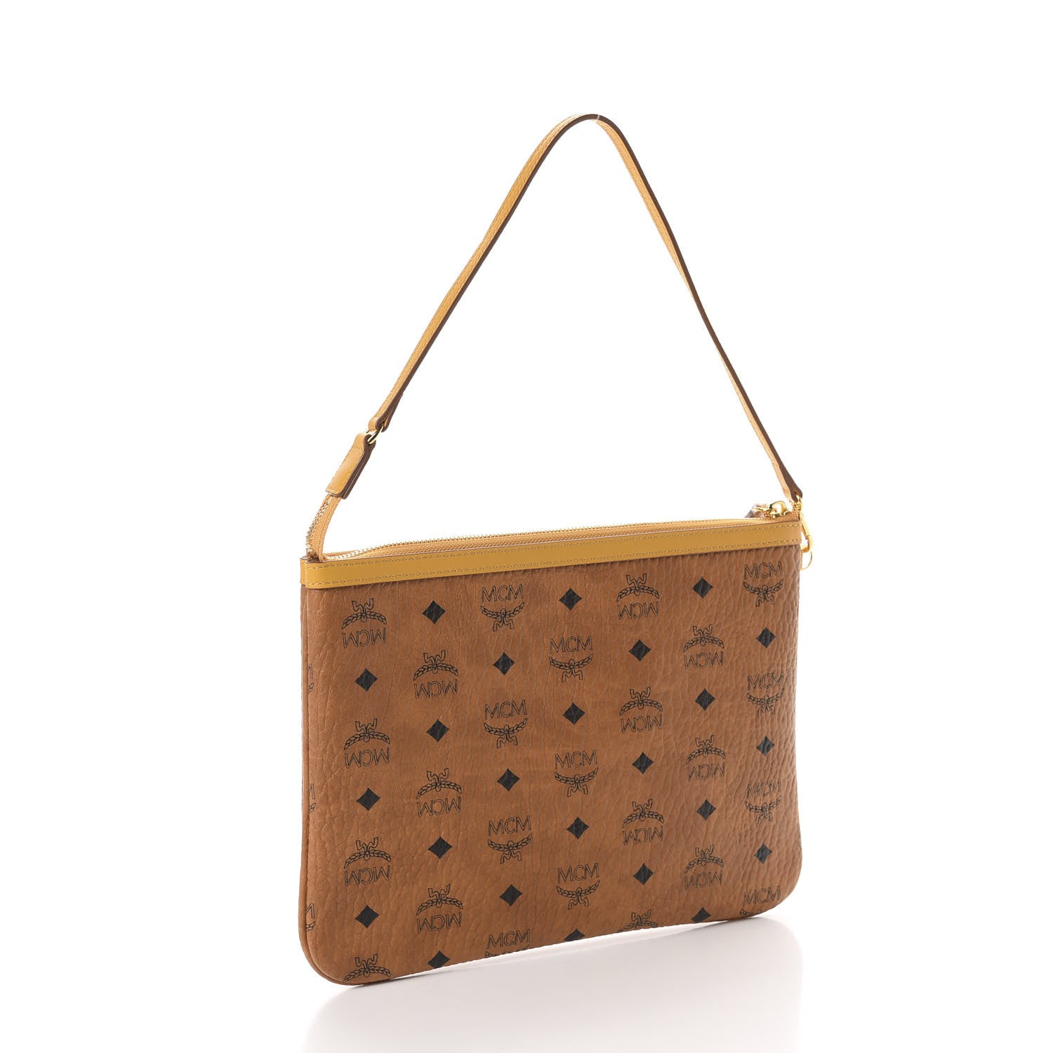 MCM Visetos Liz Shopper Tote Pouch Cognac Yellow 3 of 10