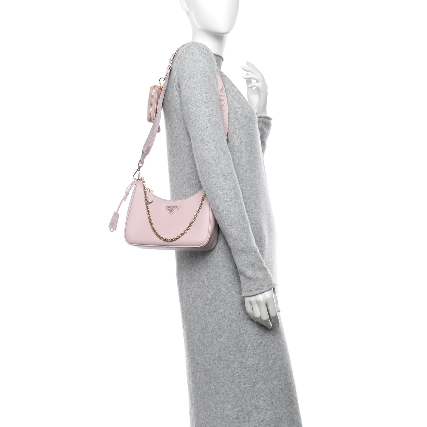 Saffiano Lux Re-Edition 2005 Shoulder Bag Alabastro