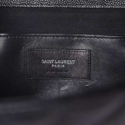Saint Laurent Grain De Poudre Textured Mixed Matelasse Triquilt Medium Monogram Satchel Black 7 of 7