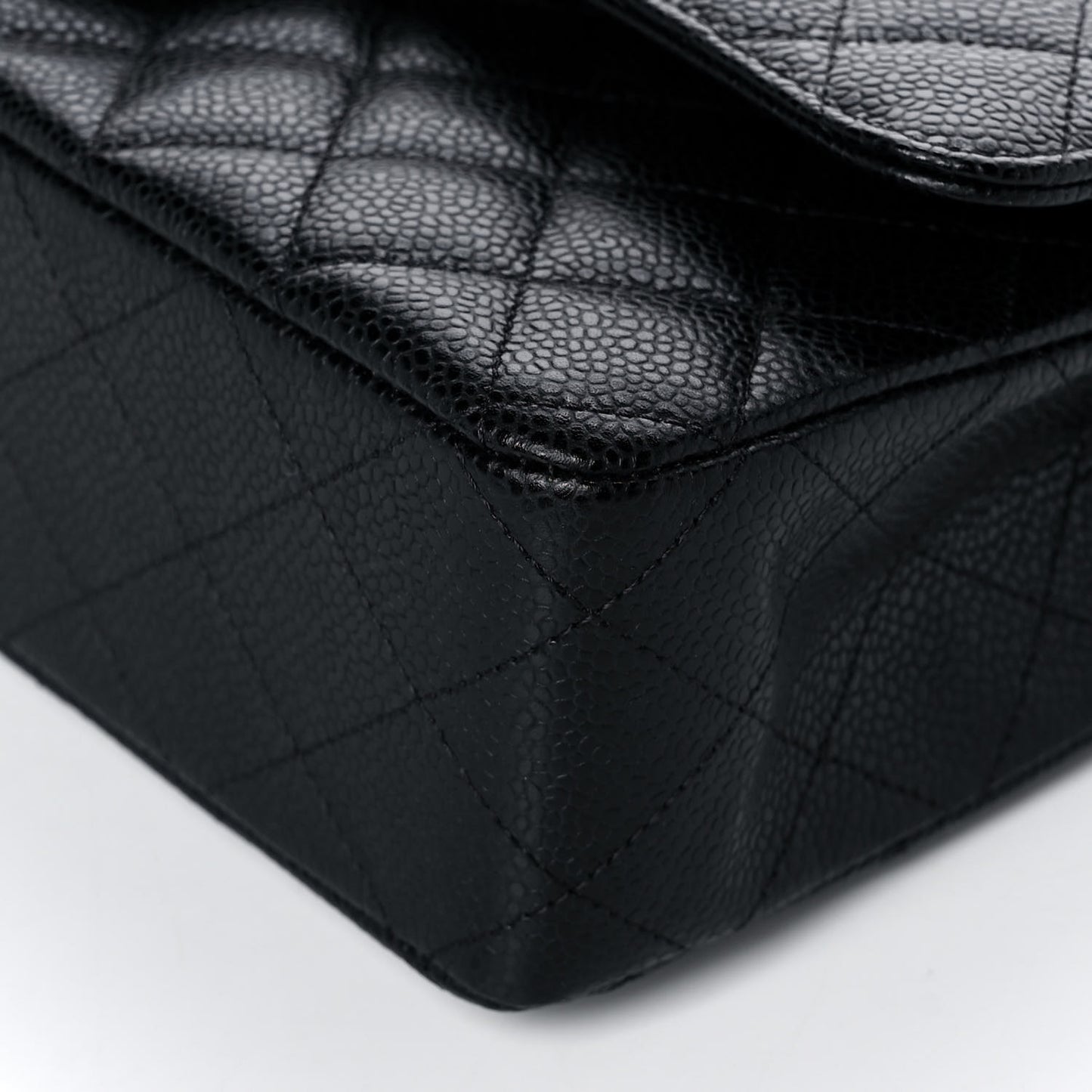Caviar Quilted Medium Double Flap Black
