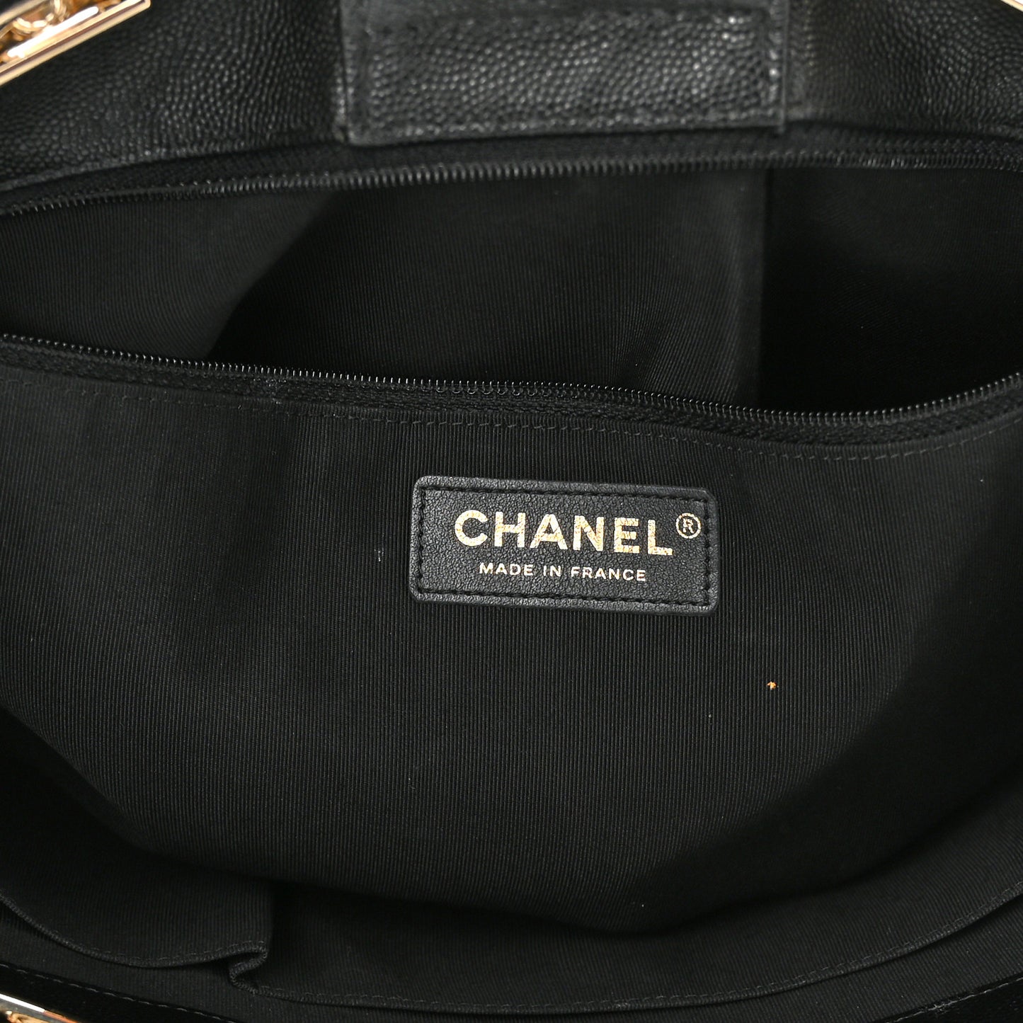 Caviar Quilted Large Shopping Tote Black