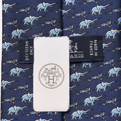 Hermes Silk Mens Sauve Qui Puet Cravate Neck Tie Bleu Marine Clair 3 of 6