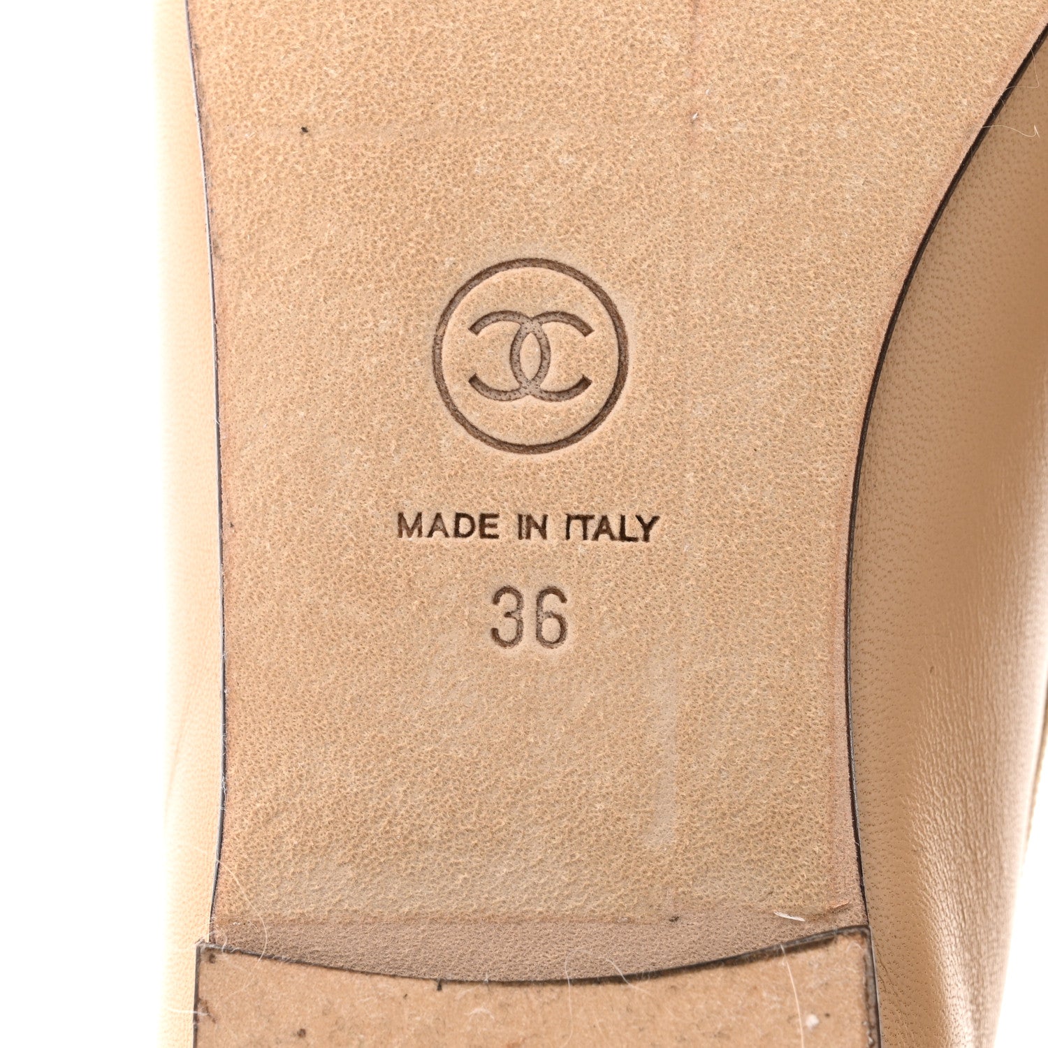 Chanel Lambskin Cap Toe CC Ballerina Flats 36 Beige Black 8 of 8
