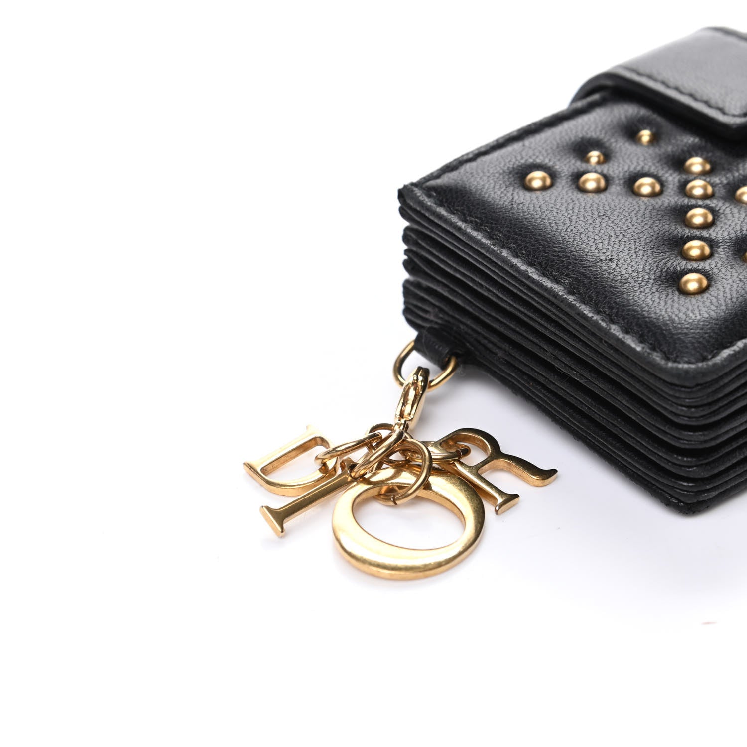 Christian Dior Lambskin Studded Cannage Lady Dior 5-Gusset Card Holder Black 10 of 11